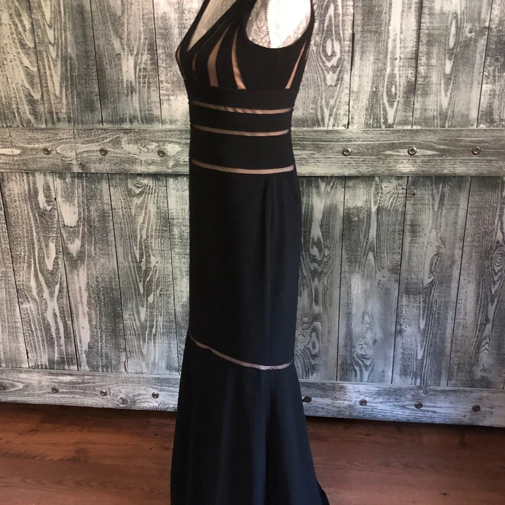 Black Cutout Cache Mermaid Gown Dress Sz 8 NWOT